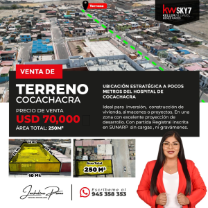 INVIERTE EN UNA ZONA EN ALTO CRECIMIENTO !!! TERRENO URBANO EN COCACHACRA – VALLE DE TAMBO
